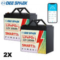 2X12V 100AH LiFePO4 Lithium Batterie Mini Bluetooth Akku BMS Solaranlage Boot RV