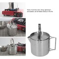 1.2L Edelstahl Camping Kessel Tragbare Teekanne Kaffeekanne Outdoor Kochgesc BAK