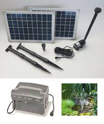 20W Solarpumpe Teich Pumpe 750L Akku Batterie Gartenteich Springbrunnen Solar 