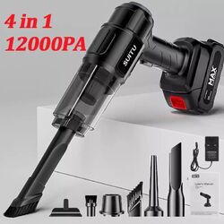 Akku Handstaubsauger, 4 in 1 12000PA Leichter Kabellos Autostaubsauger 3000mAh