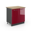 Spülenunterschrank Vicco Fame-Line 80 cm mit Regal, AP Eiche
