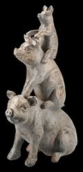 Schweine Pyramide Figur | Tierfigur, Dekofigur, Dekoartikel, Skulptur, H 35 cm