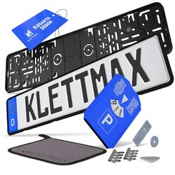 2X Kennzeichenhalter Rahmenlos | Nummernschildhalterung Auto | Klettmax®MAXIMALER HALT ✅ EINFACHE MONTAGE ✅ CLEAN ✅
