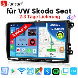 DAB+ Android 14 6+128GB Autoradio Carplay GPS Für VW Golf 5 6 Touran Tiguan Polo