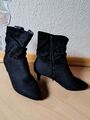 Stiefelette, Stiefel schwarz Wildleder Gr. 36 Pfennigabsatz