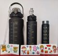 3 Trinkflasche Sport Wasserflasche W/Strohhalm BPA frei Tasse Gym 2L 900ML,400ML