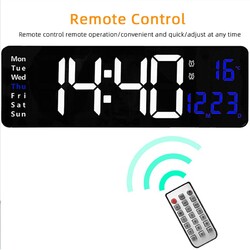 Große LED Digital Wanduhr mit Datum Temperatur Display Alarm Clock Fernbedienung