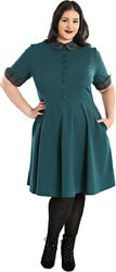 Hell Bunny TIDDLYWINKS 50s TARTAN Peter Pan SWING Kleid Plus Grün Rockabilly