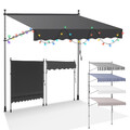 Klemmmarkise Markise mit LED Sonnenschutz Balkonmarkise Gelenkarmmarkise 1.5-4M