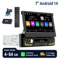 DAB+ 4+64G 1 DIN 7 Zoll Flip Out Autoradio Android 14 Carplay GPS WIFI FM BT KAM