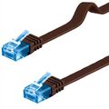 Patchkabel dunkel-braun 3m flach U/UTP CAT6a DSL-/Netzwerk Ethernet-Kabel 500MHz