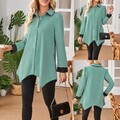 Damen Langarmshirt  Longtop T-Shirt Oberteile Freizeit Longshirt Longbluse Hemd