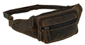 Vintage Bauchtasche Gürteltasche Hüfttasche Büffelleder Unisex Braun langer Gurt