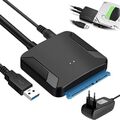 USB 3.0 zu SATA Adapter für 2.5" 3.5" Festplatte Kabel SDD HDD Konverter Schwarz