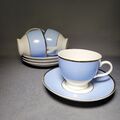 Royal Doulton 2004 Bruce Oldfield Pulver blau 4 Tassen und Untertassen