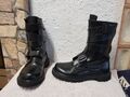 Echtleder Stiefel Gr. 40 - UK Gr. 7 Boots Damen Schuhe Leder schwarz