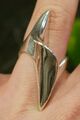 Langer Silber Ring Groß Spitz Gewellt Gedreht Design Futuristisch Welle Hoch