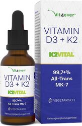 Vitamin D3 + K2 1700 Tropfen = 50ml MK7 Hochdosiert - 99,7% All trans K2VITAL® **** Premium: Markenrohstoffe + Laboranalysen ****