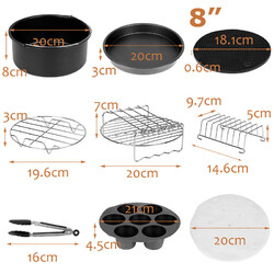 12tlg Heißluftfritteuse Zubehör Fritteuse Heißluftofen Zubehörset 7"8"