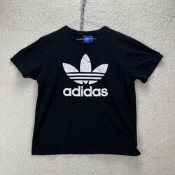  T-Shirt schwarz Adidas großes Logo Herren L Large schwarz kurzärmelig Sommer Freizeit Schnabel