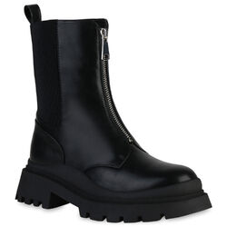 Damen Leicht Gefütterte Stiefeletten Plateau Profil-Sohle Schuhe 902202 New Look