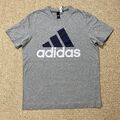 Adidas T-Shirt Herren groß schmale Passform grau essential Sport großes Logo T-Shirt