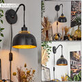 Flur Strahler schwarz/gold Wand Lampe Schalter Retro Wohn Schlaf Zimmer Leuchten