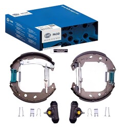 HELLA BREMSBACKEN-SATZ 228,6mm HINTERACHSE passend für FIAT MAREA MULTIPLA