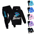 DE Kinder Jungen Mädchen Mr Beast Druck Kapuzenpullover Hosen Trainingsanzug Set