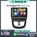 Carplay Android 13 Autoradio 4G WIFI DAB Für Peugeot 207 2006-2015 GPS BT 6+128G