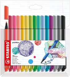 Nylon Tip Writing Pen - STABILO pointMax - Wallet of 15 - Assorted Colours Pack 