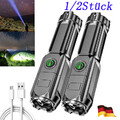 1/2x LED Taschenlampe Super Hell 90000LM USB Wiederaufladbar Taktisches Fackel