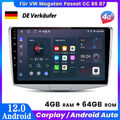 10" DAB+ Android Autoradio 4+64GB 8-Core Carplay GPS Navi FM Für VW Passat B6 B7