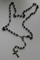 Rosenkranz Jesus Kreuz Halskette Madonna schwarze Perlen Modeschmuck 
