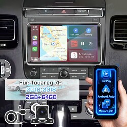 Autoradio CarPlay Android 15 GPS Navi Für VW Touareg 7P 2010-2018 FM RDS BT +KAM