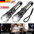 2 Stück Taschenlampe LED Aufladbar USB Super Hell Taktisches Fackel Lumen Akku