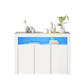 Kommode Sideboard mit LED-Leuchte Weiß Hochglanz Wohnzimmerschrank Anrichte
