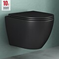 Wand WC spülrandlos Schwarz Hänge WC spülrandlos Toilette WC mit Sitz Softclose