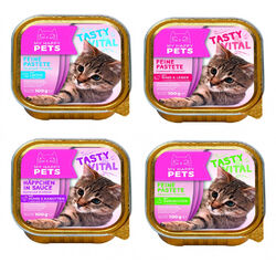 MY HAPPY PETS Katzenfutter feine Pastete & Häppchen in Soße 4 Sorten 192 x 100g