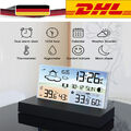 Digitale Wecker Wetterstation Drahtlos Farbdisplay Thermometer Innen-Außensensor