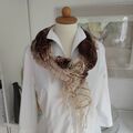 Leichter Schal  Seide 50 x 170 cm Braun-/Naturtöne durchbrochen