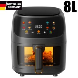 8L Heißluftfritteuse Fritteuse Heißluft Digitale Edelstahl Air Fryer Backen XXL