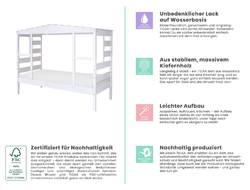 TiCAA Hausbett mit Bettkasten "Safari" Kiefer Weiß (inkl. Bettkasten Maria) NEU