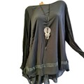 Sheego Bluse Tunika Chiffon Gr. 40 bis 58 Lagen Look Pailletten (355) (266) 