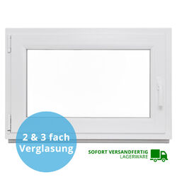 Kellerfenster Kunststoff Fenster Verglast Dreh Kipp alle Größen LAGERWARE 2 & 3Dreh / Kipp ++ Blitzversand ++ Neuware ++ 32MM GLAS ISO