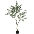Künstlicher Olivenbaum groß 180 cm Kunstpflanze mit Kunstgras, Kunstmoos