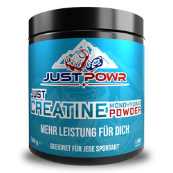 JUST POWR® 300g Kreatin Monohydrat, Hochwertiges Creatine Monohydrate PulverExtrafein gemahlen, Hochdosiert, Super löslich, Vegan