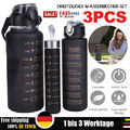 3er Trinkflasche Sport Wasserflasche mit Strohhalm BPA Frei Tasse 2L 900ML 400ML