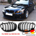 Nieren Grill Kühlergrill für BMW 5er E60 E61 M5 GLANZ SCHWARZ GLÄNZEN Doppelsteg