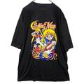 Sailor Moon Grafik Anime T-Shirt Schwarz Größe L Vintage Japan Manga J9349